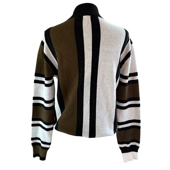 Grace Karin Striped Mock Neck Sweater Mens Small Colorblock Retro Fall Statement - Picture 2 of 6
